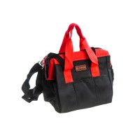 Сумка для інструментів Blyton червоно-чорна тканинна з 12 кишенями — професійна монтажна сумка-органайзер для зберігання та перенесення інструментів майстра, електрика, будівельника, слюсаря