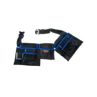 Монтажний пояс для інструментів Blyton, професійний робочий пояс-органайзер з 5 кишенями, будівельний пояс для майстра, електрика й будівельника, для зберігання ручного інструменту, зносостійкий поліестер, чорний із синіми вставками