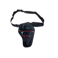 Сумка для інструментів поясна 7 в 1, професійний монтажний пояс-органайзер для електрика та будівельника, багатофункціональний тримач для ручного інструменту й витратних матеріалів, зносостійкий поліестер, чорна з червоними вставками