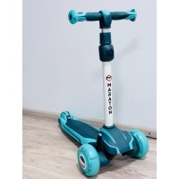 Дитячий триколісний самокат Maraton Global Blue-Green, складний, легкий, для дітей, колеса PU поліуретан, стійкий, прогулянковий, активний відпочинок