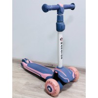 Дитячий триколісний самокат Maraton Global Pink, складний, легкий, з PU поліуретановими колесами, стійкий, для дітей та активного відпочинку