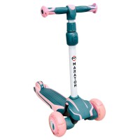 Дитячий триколісний самокат Maraton Global Pink-Green, легкий, складний, з PU поліуретановими колесами, для дітей, прогулянок та активного відпочинку