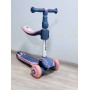 Дитячий самокат Maraton Flex Pink 2 в 1, триколісний, толокар, складаний, PU колеса, заднє ножне гальмо, регульоване сидіння для дітей, прогулянковий самокат