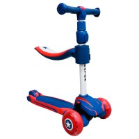 Дитячий самокат Maraton Flex Red-Blue 2 в 1, триколісний, толокар, складаний, PU колеса, заднє ножне гальмо, регульоване сидіння для дітей