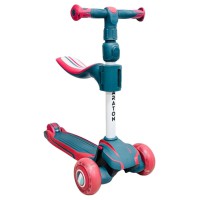 Дитячий самокат Maraton Flex Red-Green 2 в 1, триколісний, толокар, складаний самокат для дітей, PU колеса, заднє ножне гальмо, регульоване сидіння, прогулянковий та міський самокат