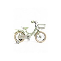 Дитячий велосипед Wisdom 5834-16 для дітей, сталева рама, колеса 16″ з надувною гумою, з кошиком і багажником, регулювання керма, додаткові гумові колеса, дзвіночок (зелений, рожевий)