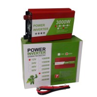 Інвертор напруги Power Inverter 3000W 12V-220V, автомобільний перетворювач напруги з чистою синусоїдою, комплект дротів для підключення до акумулятора, USB, захист від перевантаження