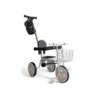 Триколісний дитячий велосипед 2 в 1 NN-226 з батьківською ручкою, регульованою спинкою, підніжками та мішком для речей, для дітей від 1 року, білий