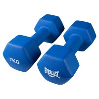 Гантелі Everlast 7 кг х 2 шт (набір 14 кг) сині — металеві гантелі з м’яким вініловим покриттям, нековзкі, для фітнесу, силових, домашніх тренувань та спортзалу