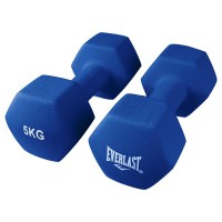 Гантелі Everlast 5 кг х 2 шт (набір 10 кг) сині — металеві гантелі з м’яким вініловим покриттям, нековзкі, для фітнесу, силових, домашніх тренувань та спортзалу