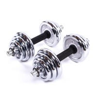 Гантелі хромовані 20 кг (пара 2×10 кг) — набір гантелей з хромованого металу, довжина грифа 34 см, для силових тренувань та домашнього спортзалу