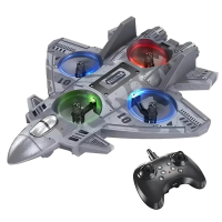 Радіокерований літак-винищувач CZ35 з 4 пропелерами та LED-підсвіткою — трюковий квадрокоптер, літаючий дрон для дітей і дорослих