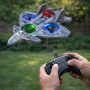 Радіокерований літак-винищувач CZ35 з 4 пропелерами та LED-підсвіткою — трюковий квадрокоптер, літаючий дрон для дітей і дорослих