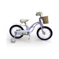 Дитячий двоколісний велосипед Maraton Frog 14" з магнієвою рамою, кошиком та додатковими колесами, легкий і міцний (бузковий, салатовий, рожевий)