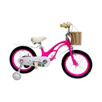 Дитячий двоколісний велосипед Maraton Frog 16" з магнієвою рамою, кошиком та додатковими колесами, легкий та міцний (бузковий, салатовий, рожевий)