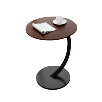 Журнальний столик DASH 64224 круглий коричневий з чорною металевою ніжкою – кавовий, приліжковий стіл у сучасному стилі Loft