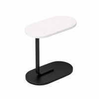 Журнальний столик DASH 64203, овальний, білий, з міцною чорною металевою ніжкою та основою, стильний кавовий, приліжковий стіл