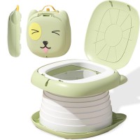 Складаний дитячий унітаз (зелений) портативний дорожній горщик до 30 кг, компактний туалет для подорожей, авто, прогулянок і дому