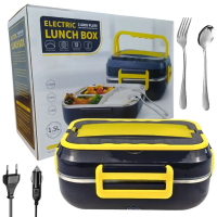 Електричний ланч-бокс з підігрівом 2в1, харчовий термос з металевою знімною чашею, універсальний контейнер для гарячої їжі в дорогу