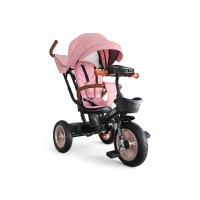 Xgege Toy 1619 триколісний велосипед 2в1 коляска з ручкою для батьків, поворотне сидіння, капюшон, кошик, сталева рама (бежевий, рожевий)