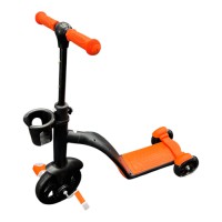 Дитячий самокат 3 в 1 (самокат / велобіг / велосипед), 3–7 років, до 40 кг, PU-колеса, регульоване кермо, трансформер дитячий транспорт (помаранчевий, рожевий, блакитний)