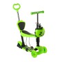 Scooter дитячий 5 в 1 триколісний самокат з батьківською ручкою, сидінням і кошиком, трансформер, регульоване Т-подібне кермо, металевий каркас + пластик, для дітей 1–8 років, (синій, рожевий, зелений)