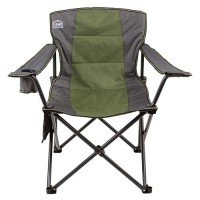 Кемпінговий стілець-парасолька CampMaster Classic 300 складний туристичний до 150 кг, 2 підсклянники, 2 кишені, підлокітники, сталева конструкція, зелений
