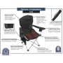 Camp&GO Heated Deluxe Quad складний туристичний стілець з підігрівом, кемпінгове крісло сталь поліестер 110 кг, стілець для риболовлі пікніка відпочинку з підлокітниками тримачем для чашки кишенями, складаний портативний чорний