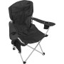 Camp&GO Heated Deluxe Quad складний туристичний стілець з підігрівом, кемпінгове крісло сталь поліестер 110 кг, стілець для риболовлі пікніка відпочинку з підлокітниками тримачем для чашки кишенями, складаний портативний чорний