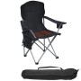 Camp&GO Heated Deluxe Quad складний туристичний стілець з підігрівом, кемпінгове крісло сталь поліестер 110 кг, стілець для риболовлі пікніка відпочинку з підлокітниками тримачем для чашки кишенями, складаний портативний чорний
