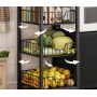 Кухонний стелаж-органайзер XS-W56B 80×30×80 см чорний, підлогова полиця з металевим каркасом для зберігання посуду, техніки, аксесуарів та декору