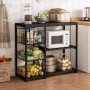 Кухонний стелаж-органайзер XS-W56B 80×30×80 см чорний, підлогова полиця з металевим каркасом для зберігання посуду, техніки, аксесуарів та декору