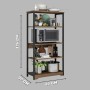 Полиця стелаж XLB-L121G 4 рівні 60x30x126 см металевий органайзер для зберігання книг речей декору підлоговий стелаж для дому офісу складу багатоярусна система зберігання