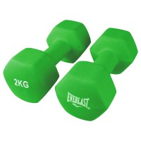 Гантелі Everlast 2 кг х 2 шт (набір 4 кг) зелені — металеві гантелі з м’яким вініловим покриттям, нековзкі, для фітнесу, домашніх тренувань та спортзал