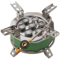 Газовая горелка туристическая на 7 конфорок 18000W, алюминиевая, с коннектором и чехлом — мощная портативная горелка для дачи, кемпинга и пикника