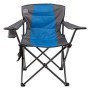 Туристичний стілець-парасолька CampMaster Classic 300 синій, складаний, 2 підлокітники, підсклянники, кишені для телефону та речей, міцний, кемпінговий для риболовлі, пікніка, дачі та подорожей, до 150 кг