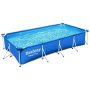 Каркасний басейн Bestway 56424 прямокутний 400×211×81 см із насосом-фільтром 1249 л/год, міцний збірний сімейний басейн для літнього відпочинку на дачі, у дворі та саду