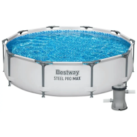 Каркасний басейн Bestway 56408 305×76 см, сірий, круглий з фільтр-насосом 1249 л/год,  збірний басейн для саду, дачі та приватного будинку