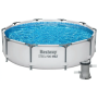 Каркасний басейн Bestway 56408 305×76 см, сірий, круглий з фільтр-насосом 1249 л/год, збірний басейн для саду, дачі та приватного будинку