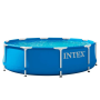 Каркасний басейн Intex 28200 305×76 см круглий, синій, збірний сімейний басейн із металевим каркасом та тришаровою чашею, для приватного будинку, двору, саду, дачі, літнього відпочинку дітей і дорослих
