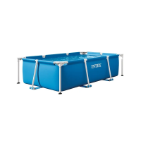  Каркасний басейн Intex 28270 прямокутний 220×150×60 см, синій,  збірний сімейний басейн із металевим каркасом, для приватного будинку, двору, саду, дачі, літнього відпочинку дітей і дорослих