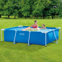 Каркасний басейн Intex 28270 прямокутний 220×150×60 см, синій, збірний сімейний басейн із металевим каркасом, для приватного будинку, двору, саду, дачі, літнього відпочинку дітей і дорослих