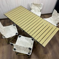 Туристичний складний стіл зі стільцями 120×55×50 см комплект 4 стільці