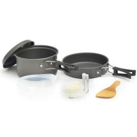 Туристичний посуд для кемпінгу зі сковорідкою та котелком Halin MA-75 Cocin set DS-200 з туристичним чохлом